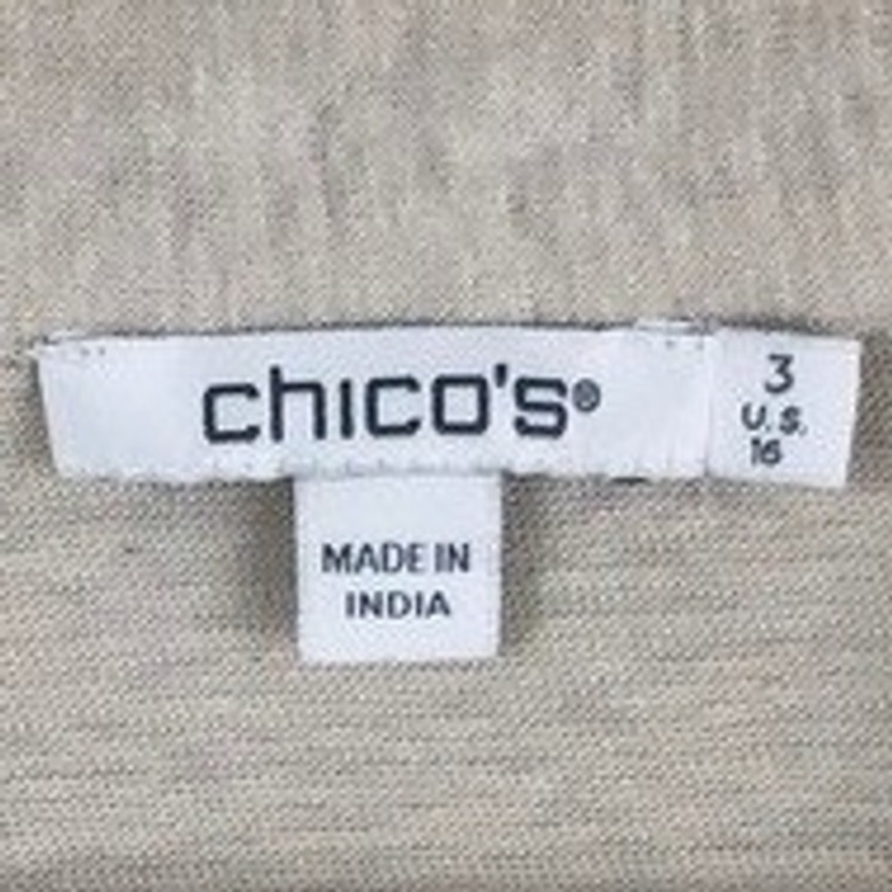CHICO's Linen Slub Knit Crochet Lace Trim Button Up Top Women's Size 3 16 S/S - Picture 4 of 8
